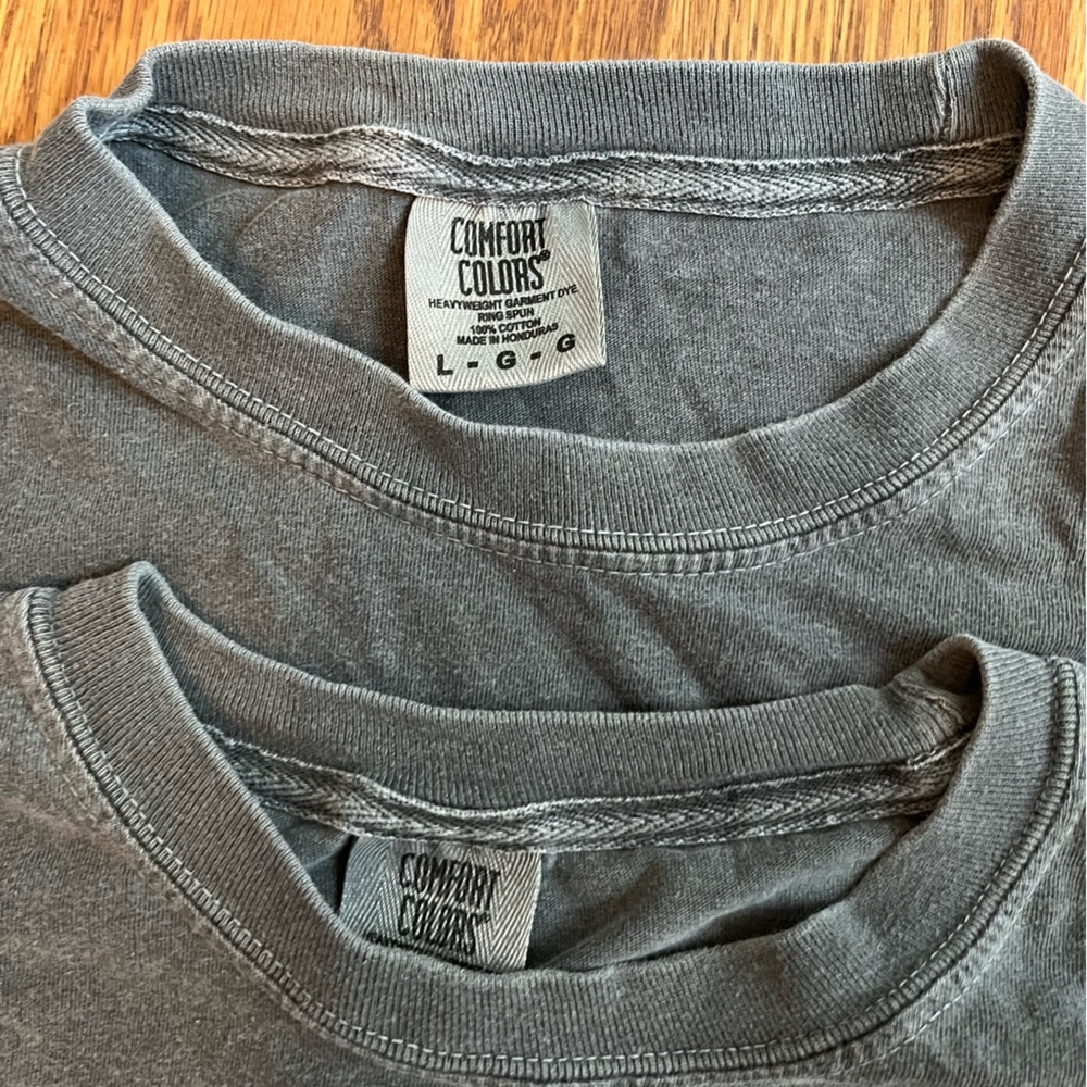 Two Comfort colors garment dye shirts “pepper”